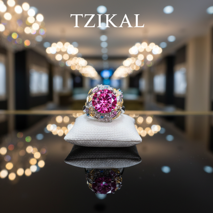 Anillo de compromiso de moissanita rosa, corte excelente de 3-5 ct