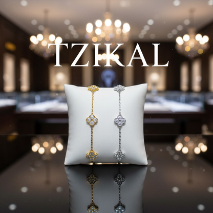 Pulsera de 3 mm con diseño de trébol de moissanita