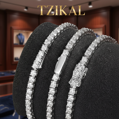 Pulsera tennis de moissanita 3/4mm, broche personalizable