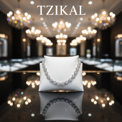 Collar tenis de lujo con girasol de moissanita de color de 35-39 quilates