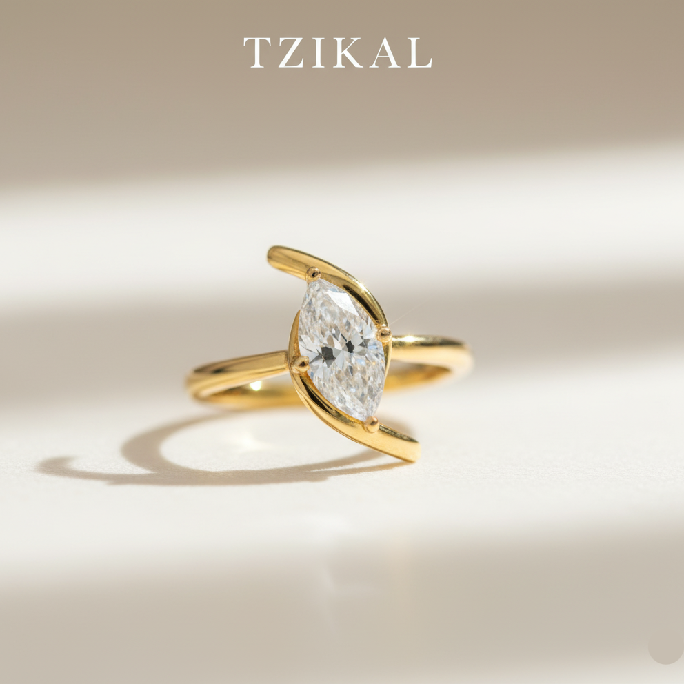 Anillo de Compromiso solitario marquesa 1/2 ct