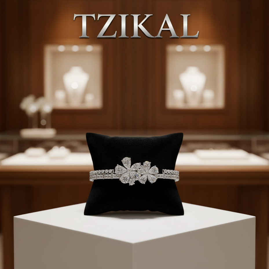 Brazalete doble flor de diamantes