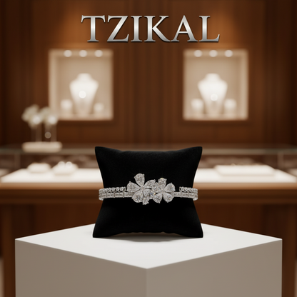 Brazalete doble flor de diamantes