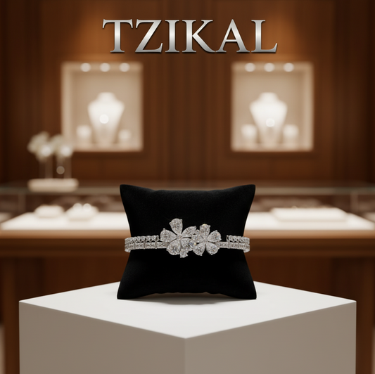 Brazalete doble flor de diamantes