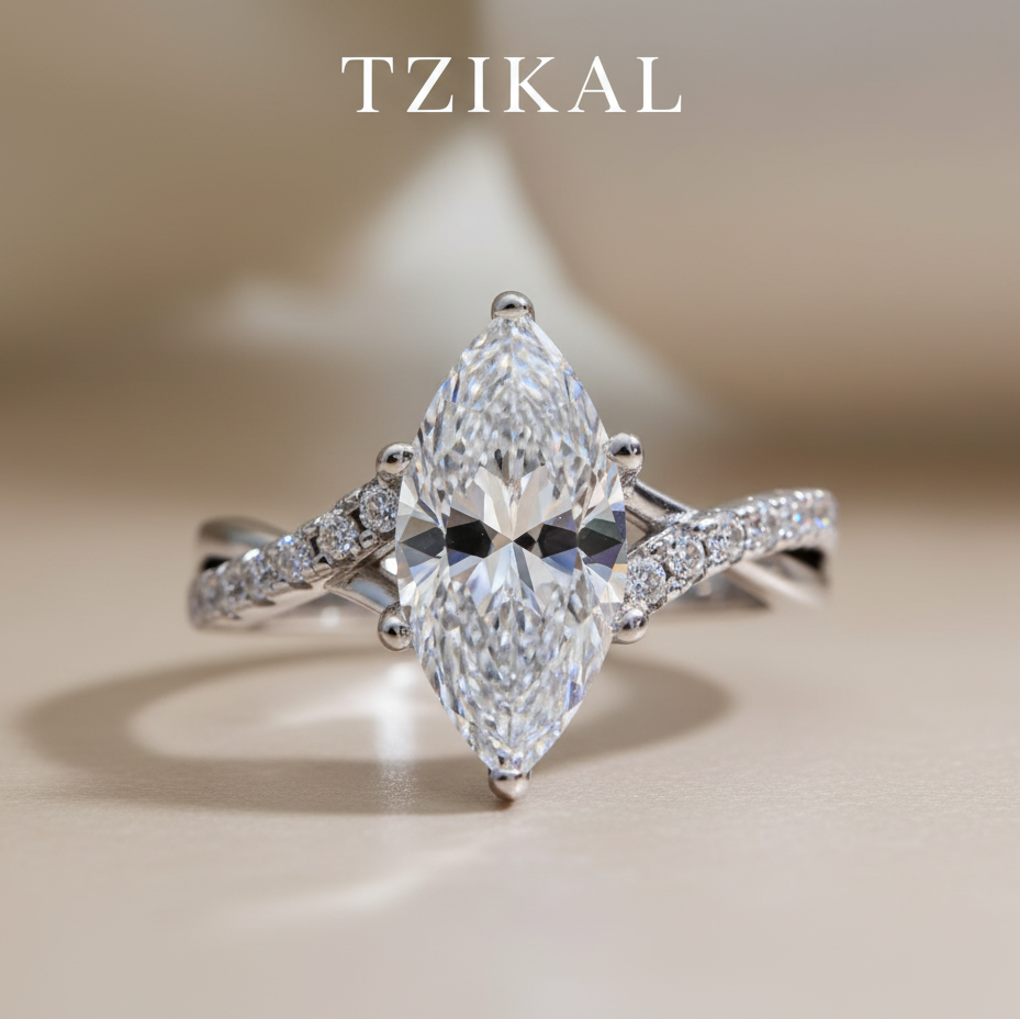 Anillo de compromiso de corte marquesa de 2 quilates