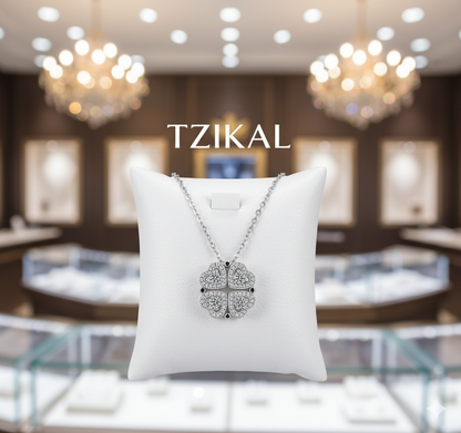 Cadena de clavícula de moissanita y paltino