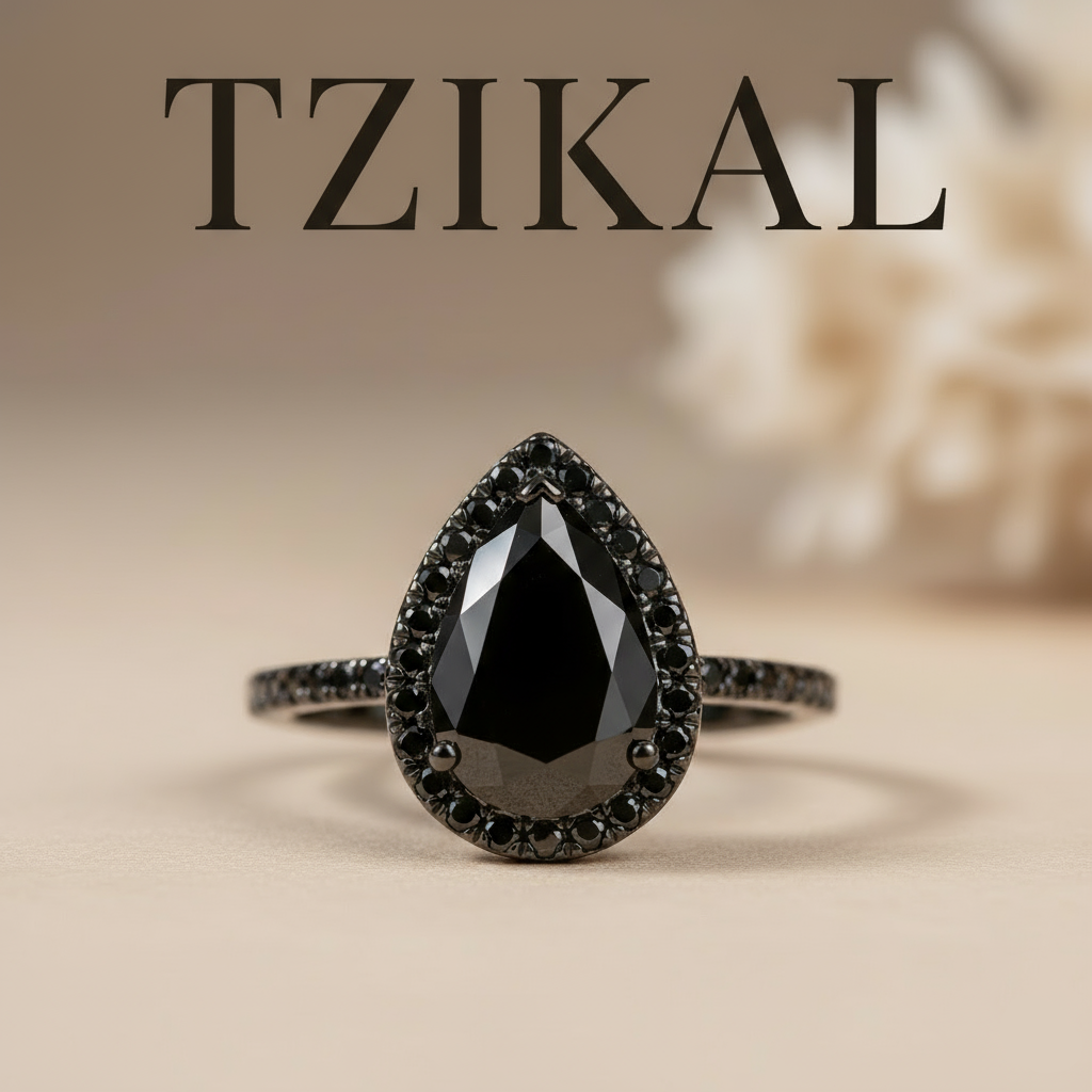 Anillo de compromiso de circon negro