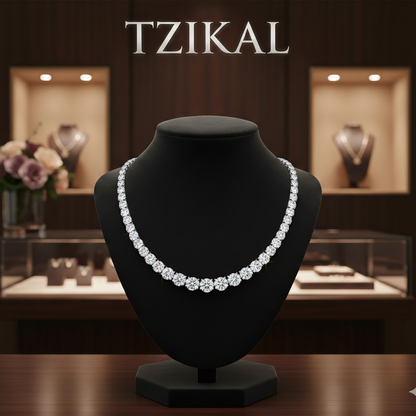 Collar de tenis de moissanita, degradados de tamaño 3-5mm