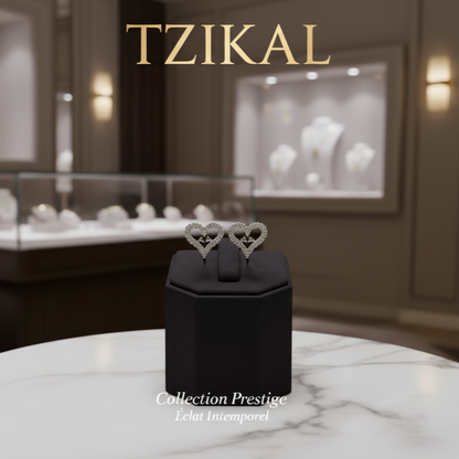 Aretes de corazón, plata con moissanita