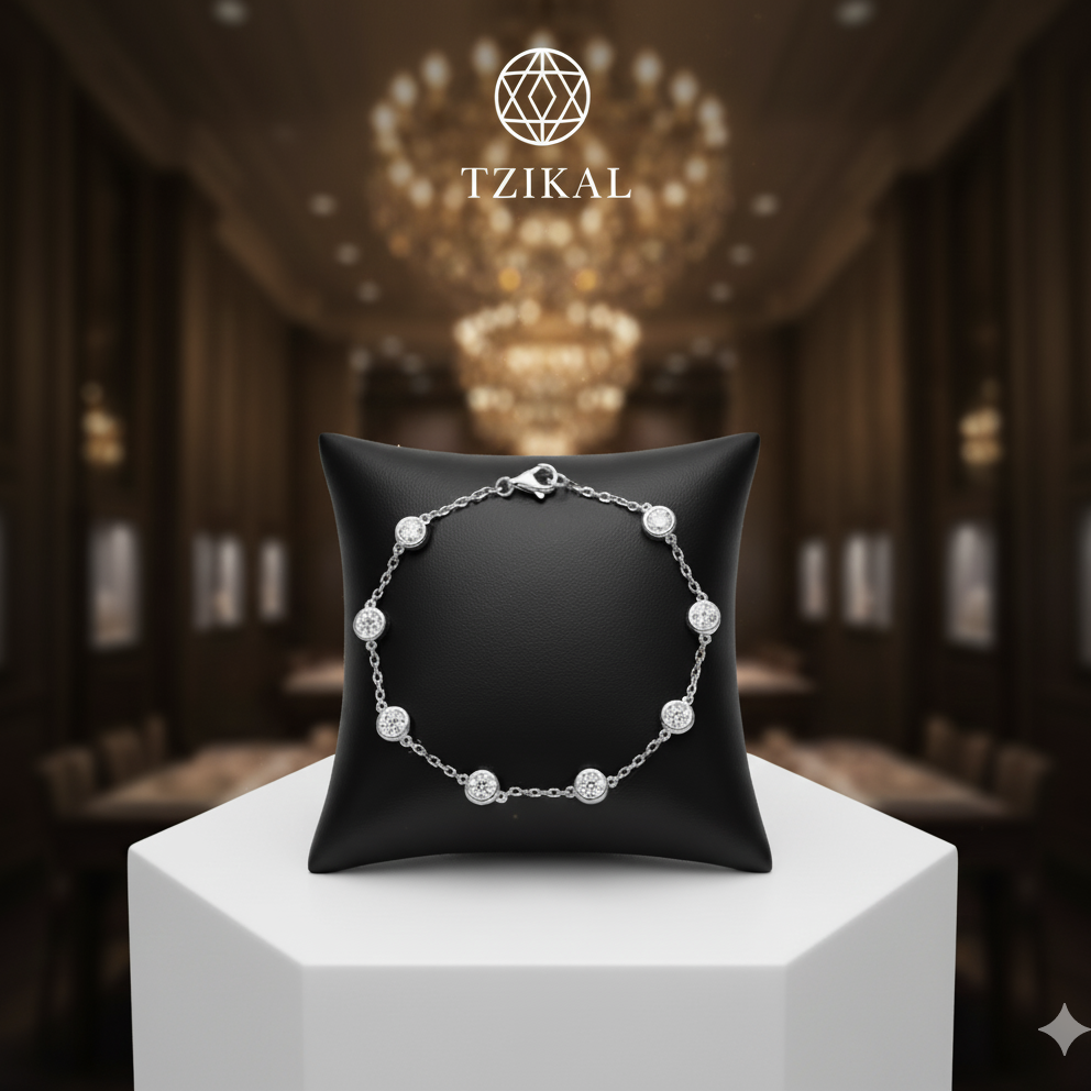 Pulsera tenis de moissanita diseño burbuja