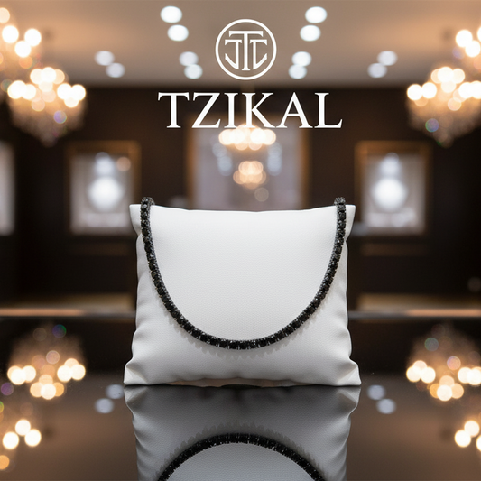 Collar tenis de moissanita negra de 3 - 6.5 mm