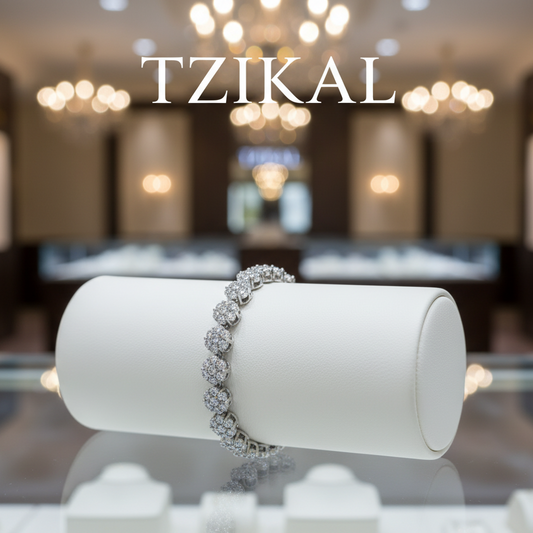 Pulseras de tenis con flor de moissanita completa