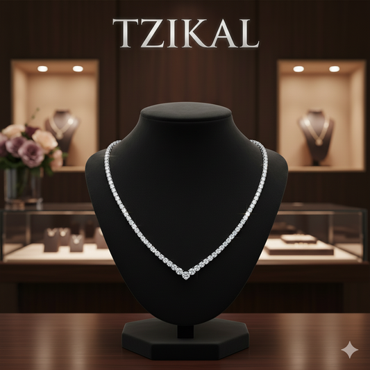 Collar tenis de moissanita diseño en V
