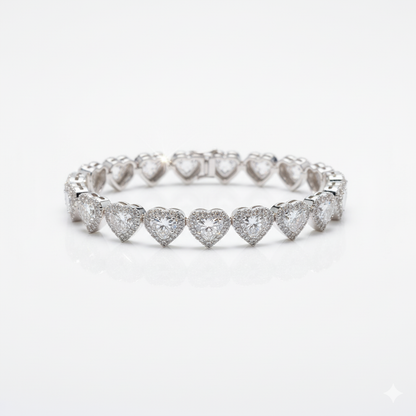Pulsera con diseño de corazón con diamantes de moissanita VVS