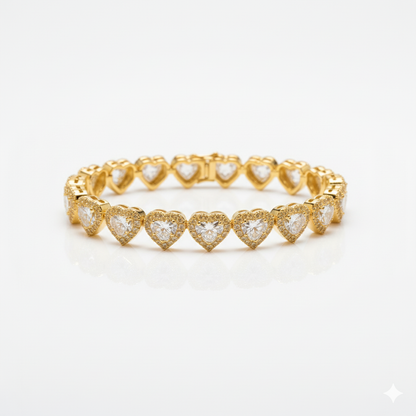 Pulsera con diseño de corazón con diamantes de moissanita VVS