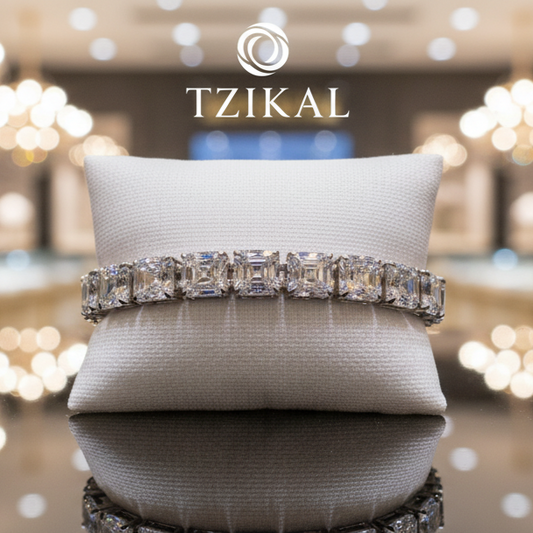 Pulsera de moissanita de corte Asscher