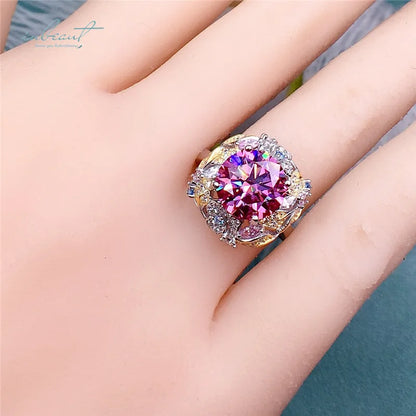 Anillo de compromiso de moissanita rosa, corte excelente de 3-5 quilates