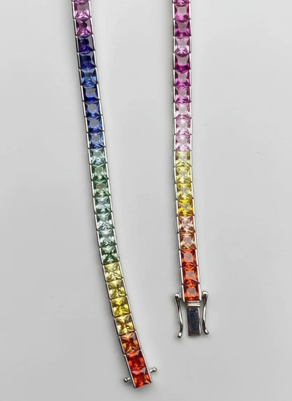 Pulsera Tenis Arcoíris de Zafiros