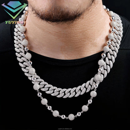 Collar de plata maciza 925 de 4 mm, 8 mm y 10 mm de ancho con moissanita