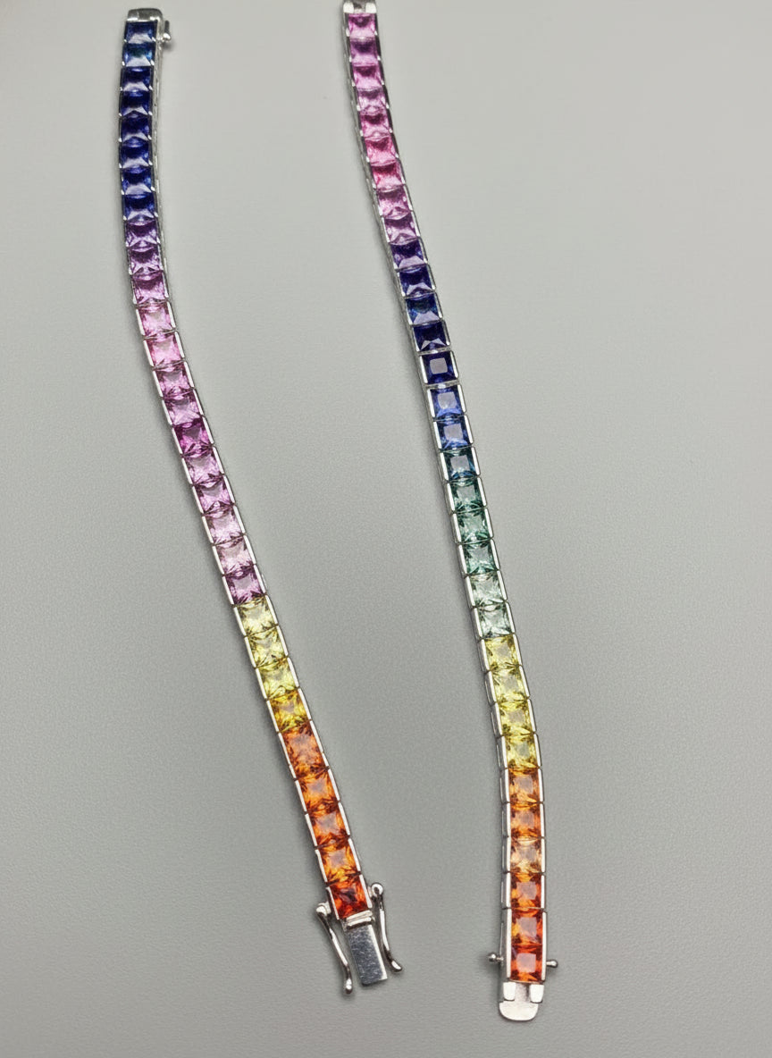 Pulsera Tenis Arcoíris de Zafiros