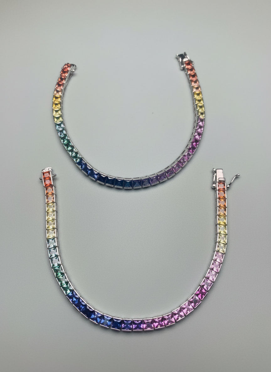 Pulsera Tenis Arcoíris de Zafiros