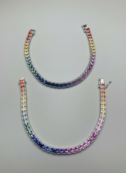 Pulsera Tenis Arcoíris de Zafiros