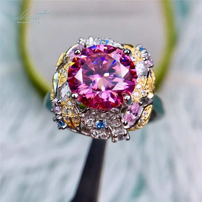 Anillo de compromiso de moissanita rosa, corte excelente de 3-5 quilates