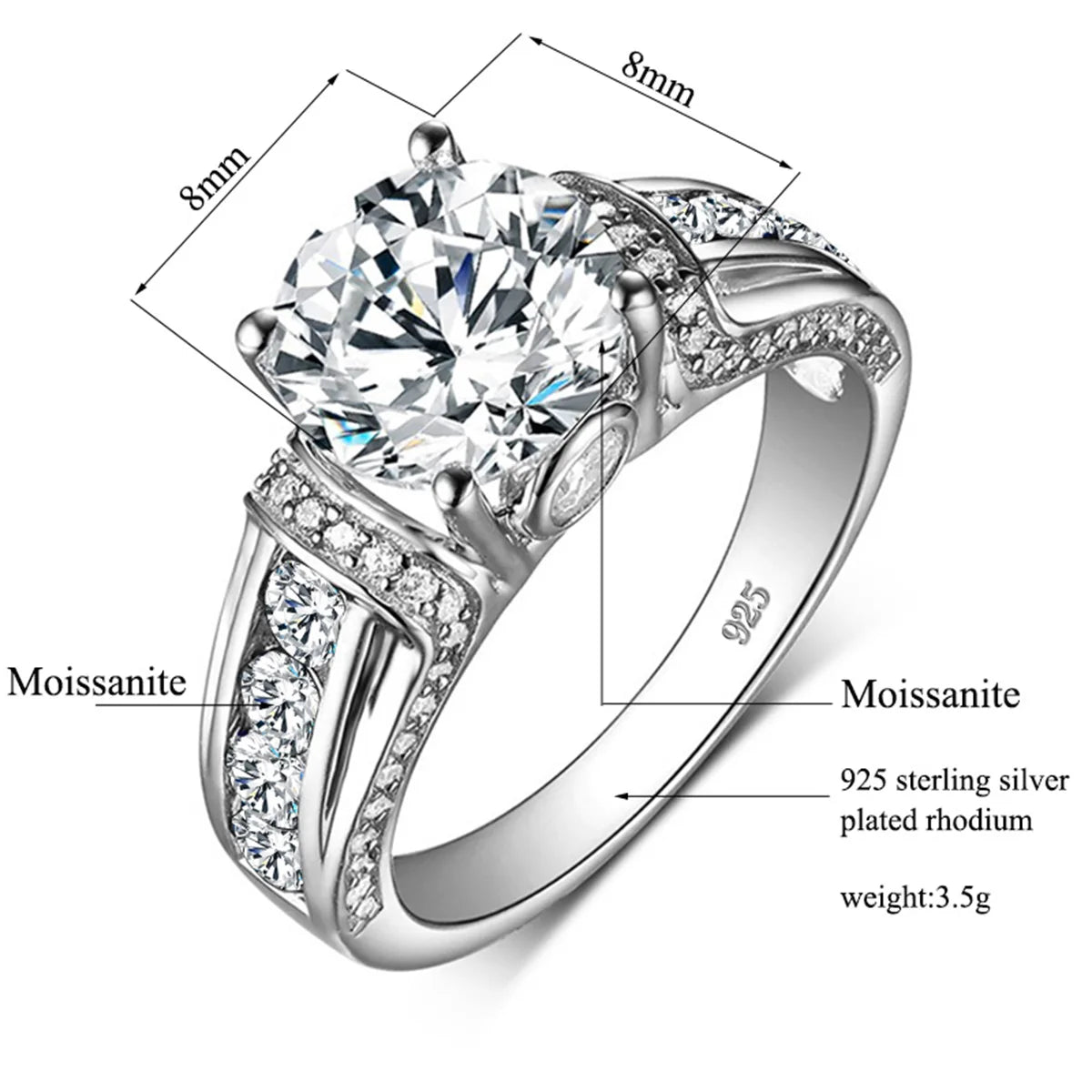 Anillo de compromiso moissanita de 2 quilates