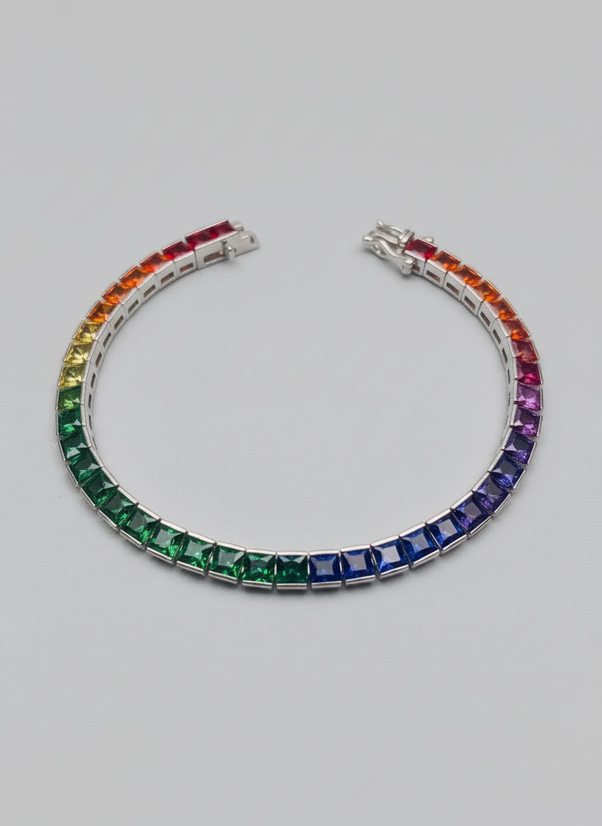 Pulsera Tenis Arcoíris de Zafiros