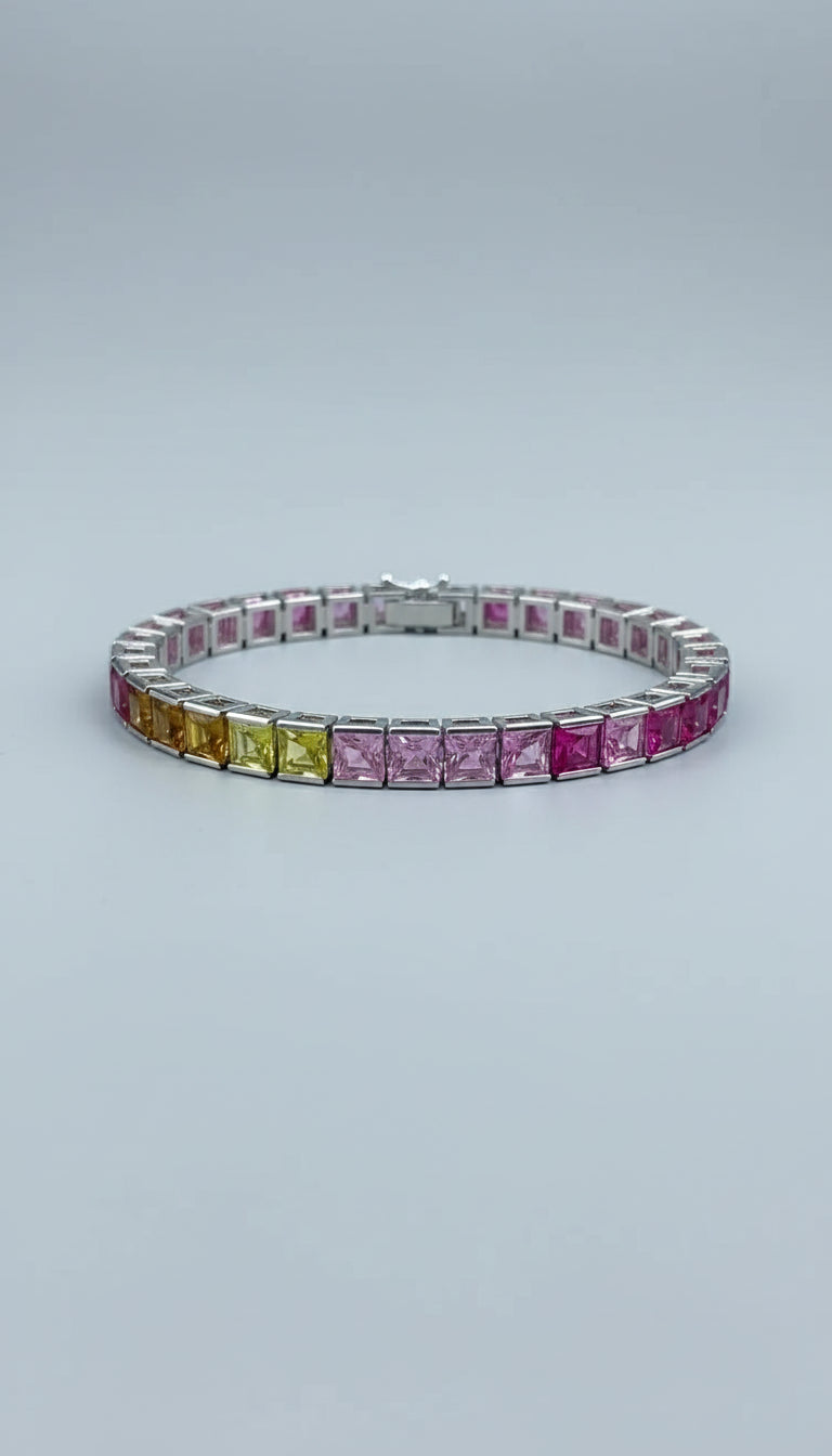 Pulsera Tenis Arcoíris de Zafiros