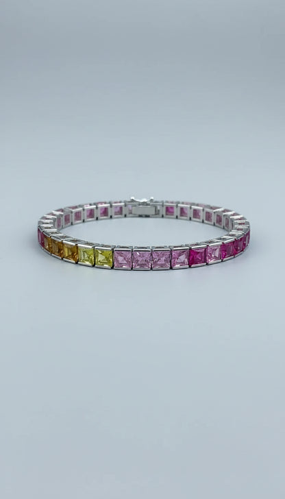 Pulsera Tenis Arcoíris de Zafiros