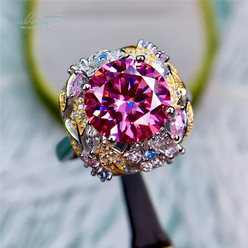 Anillo de compromiso de moissanita rosa, corte excelente de 3-5 quilates