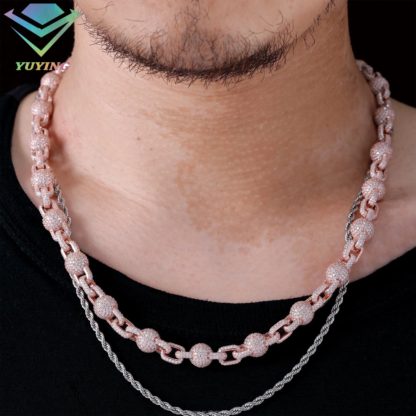 Collar de plata maciza 925 de 4 mm, 8 mm y 10 mm de ancho con moissanita