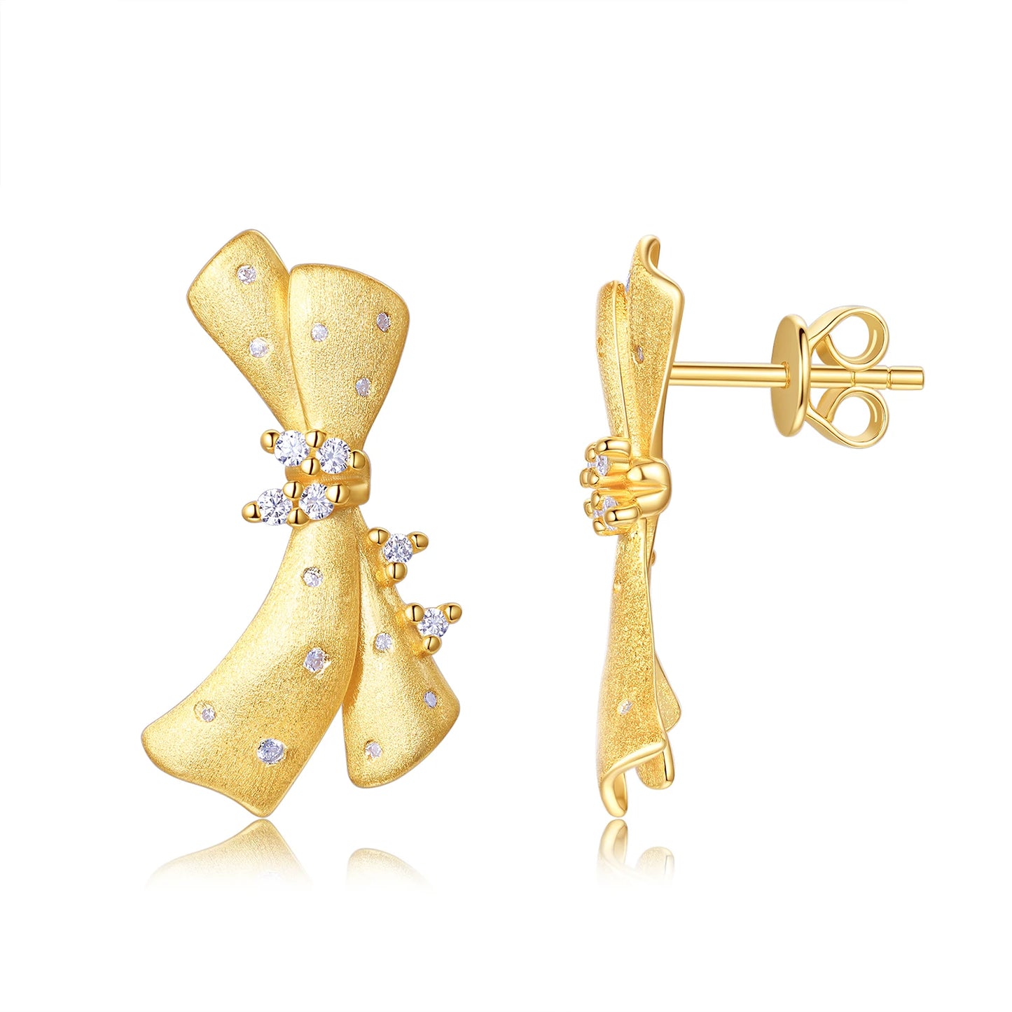 Juego de pendientes de plata con baño de oro 18k