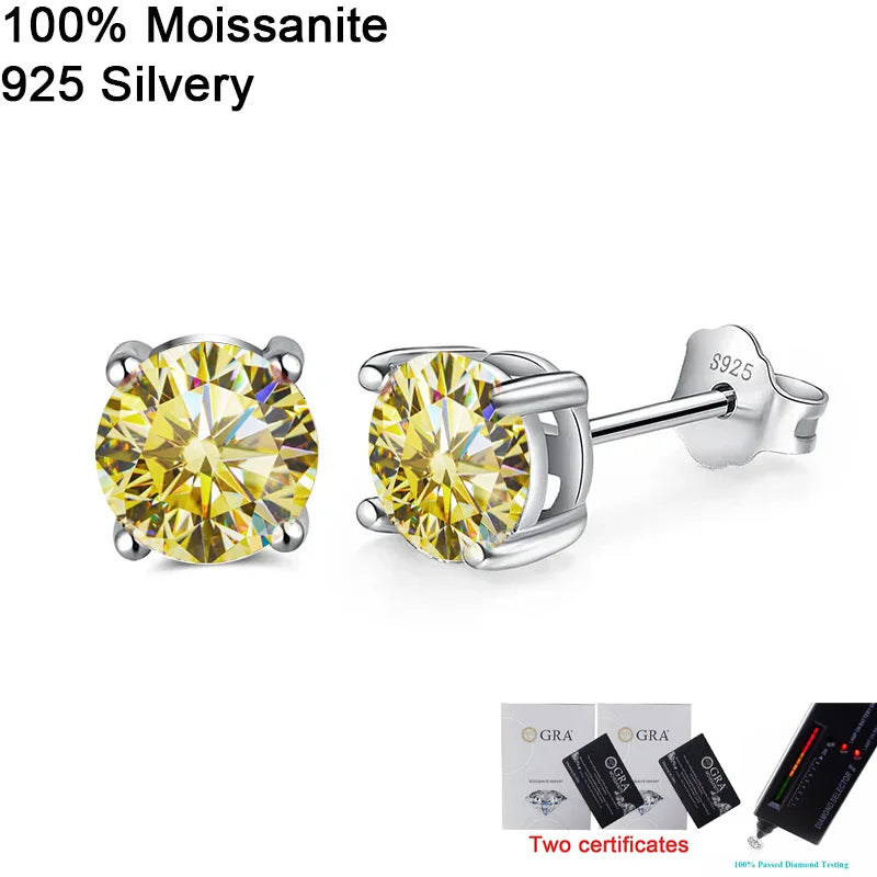 Pendientes de moissanita para mujer, multi-color