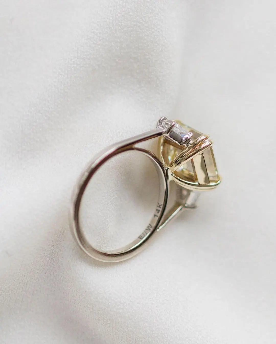 Anillo de mujer JOVOVASMILE moissanita amarilla 5 quilates 10x10mm corte Asscher Original 9k 18k oro blanco 585 joyería de dos tonos para fiesta