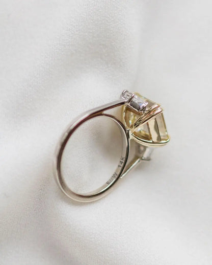 Anillo de mujer JOVOVASMILE moissanita amarilla 5 quilates 10x10mm corte Asscher Original 9k 18k oro blanco 585 joyería de dos tonos para fiesta