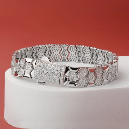 Pulsera de moissanita diseño de panal