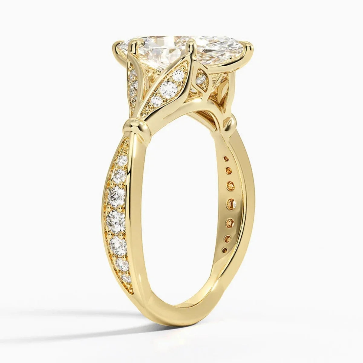 Anillo de compromiso IGI de diamante de corte marquesa de 1,0-3,0 quilates, oro amarillo de 18 quilates, anillo de diamante genuino cultivado en laboratorio, joyería de buenos de lujo