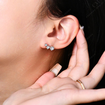 Juego de pendientes de plata con moissanita