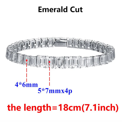 Pulsera de moissanita corte Princess 17cm