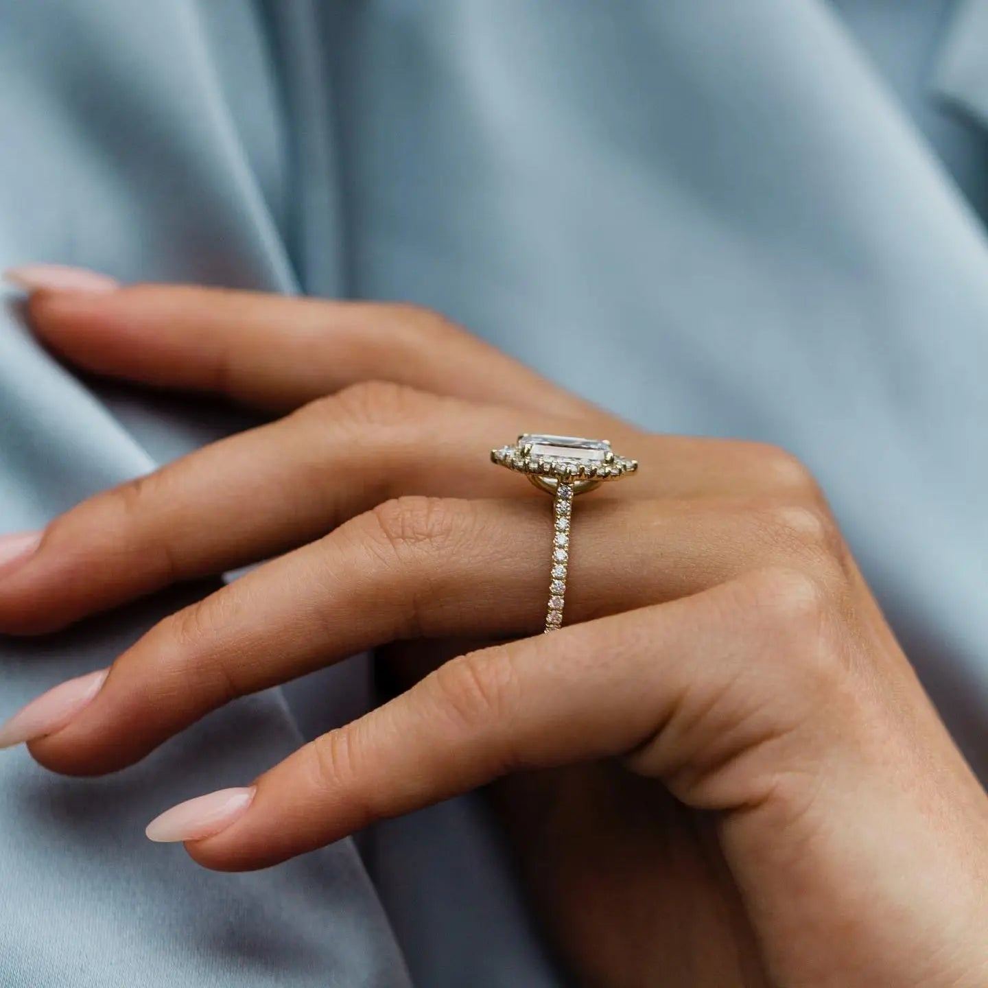 Anillos de boda de moissanita JOVOVASMILE 3,55 quilates 10x7,5mm corte Esmeralda certificado joyería de oro sólido de 14k para mujer