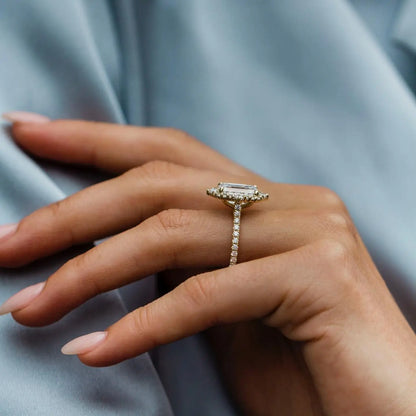 Anillos de boda de moissanita JOVOVASMILE 3,55 quilates 10x7,5mm corte Esmeralda certificado joyería de oro sólido de 14k para mujer