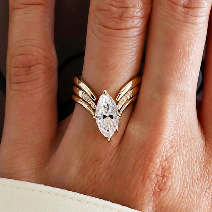 BXINY-Conjunto de anillos de moissanita de corte marquesa, placa de plata S925, oro de 18 quilates para mujer, certificado GRA, diamante de laboratorio, boda, regalos, joyería