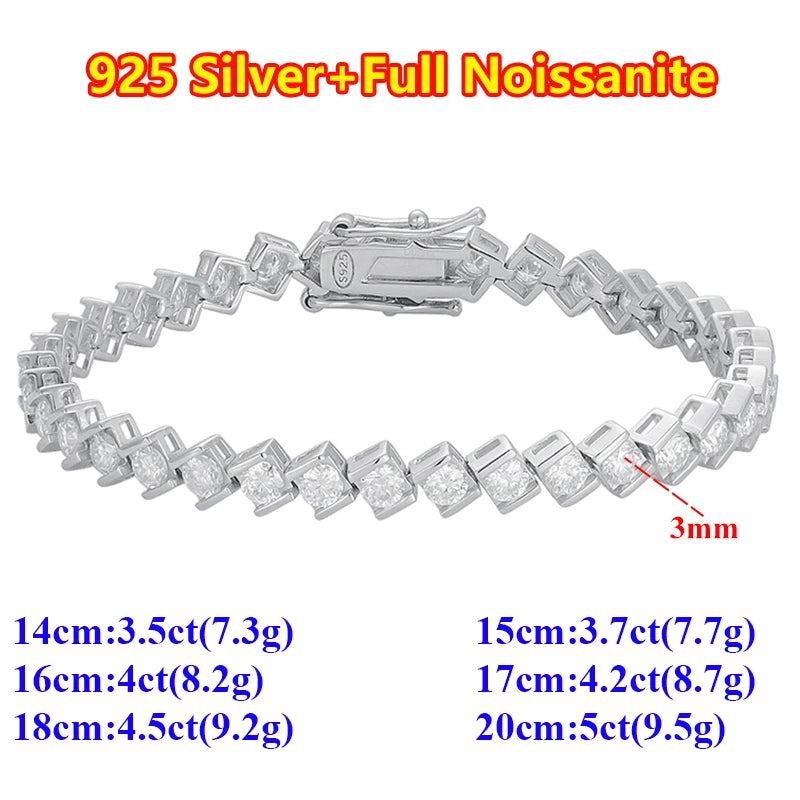 Pulseras de moissanita Unisex