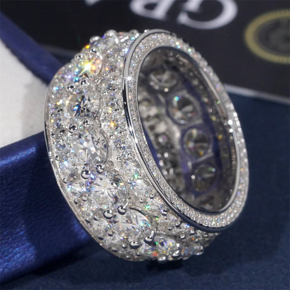 Anillo Ice Out de moissanita unisex