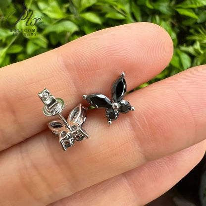 Juego de aretes mariposa de moissanita