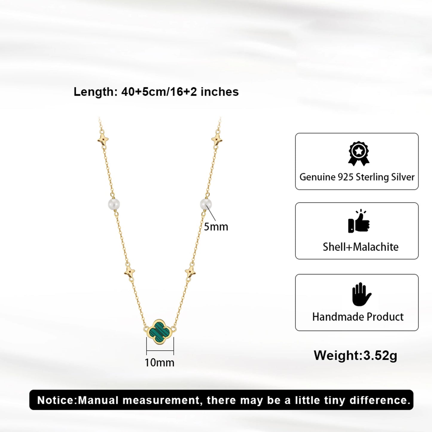 Gargantilla de plata S925 con diseño de trébol de cuatro hojas y hebra de conchas, estilo natural, regalo elegante para uso informal