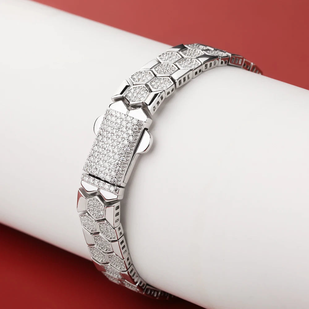 Pulsera de moissanita diseño de panal