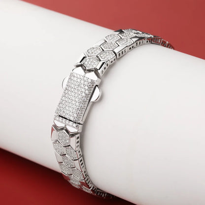 Pulsera de moissanita diseño de panal